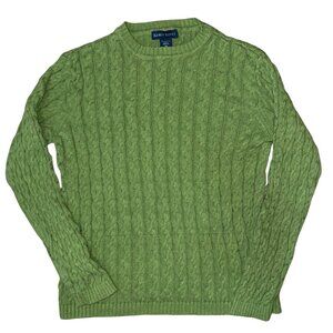 Karen Scott Vintage Cable Knit Cotton Green Sweater